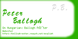 peter ballogh business card